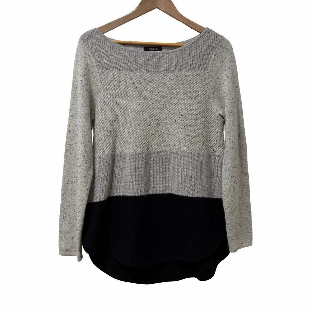 Charter Club Womens‎ Cashmere Stripe Boat Neck Sweater Size M Gray Quiet Luxury